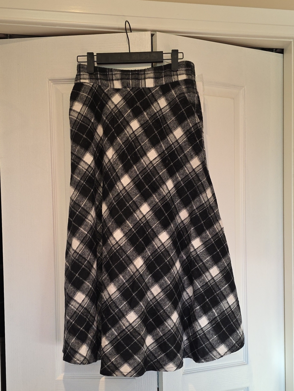 Black & White Plaid A-Line Skirt